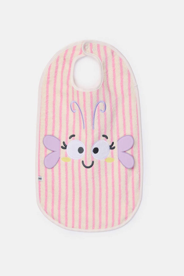 261-10-BIM-B/920 Slabbetje vlinder roze streep 30x45cm