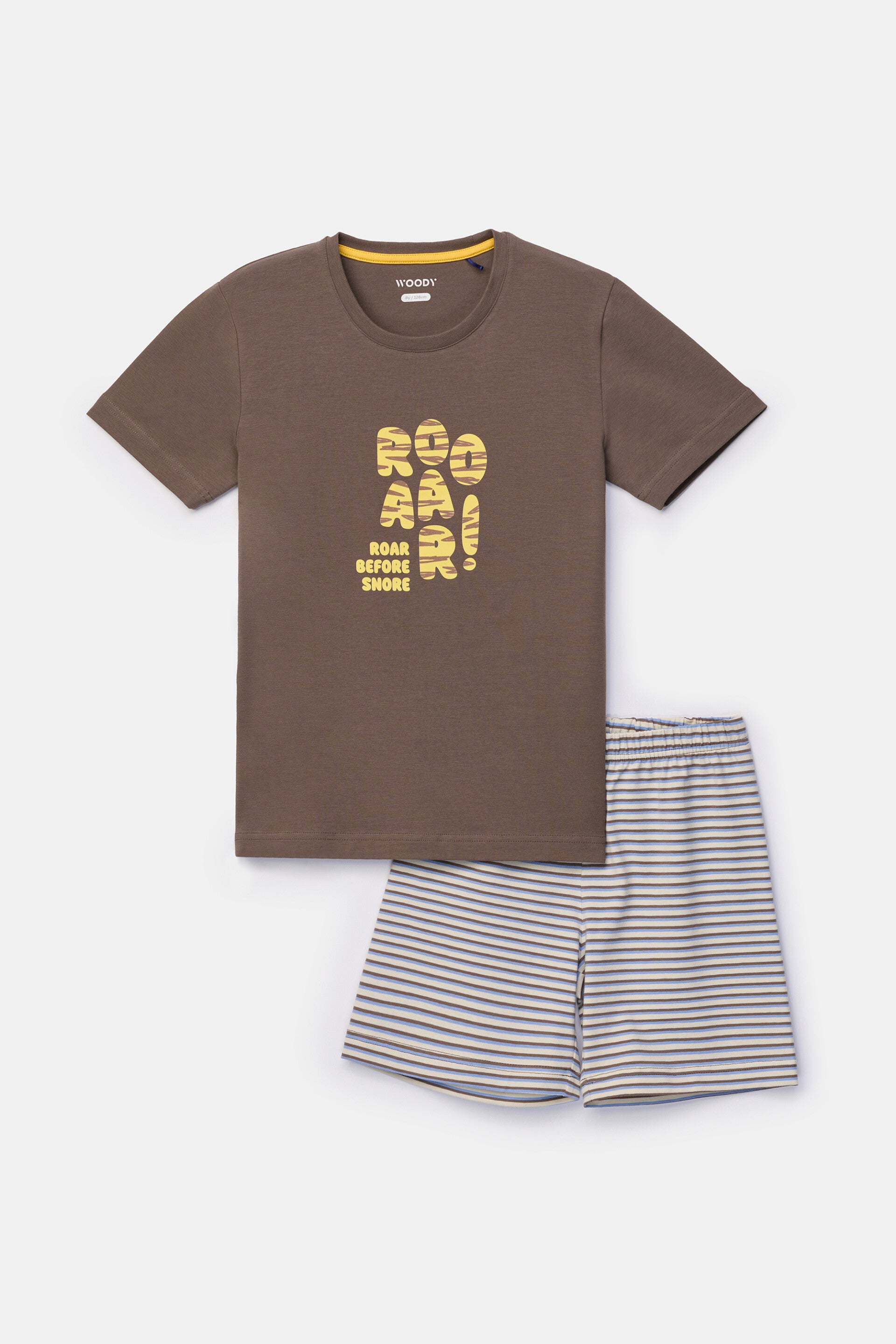 261-10-PZA-Z/282 Bruine jongens pyjama van soepel katoen