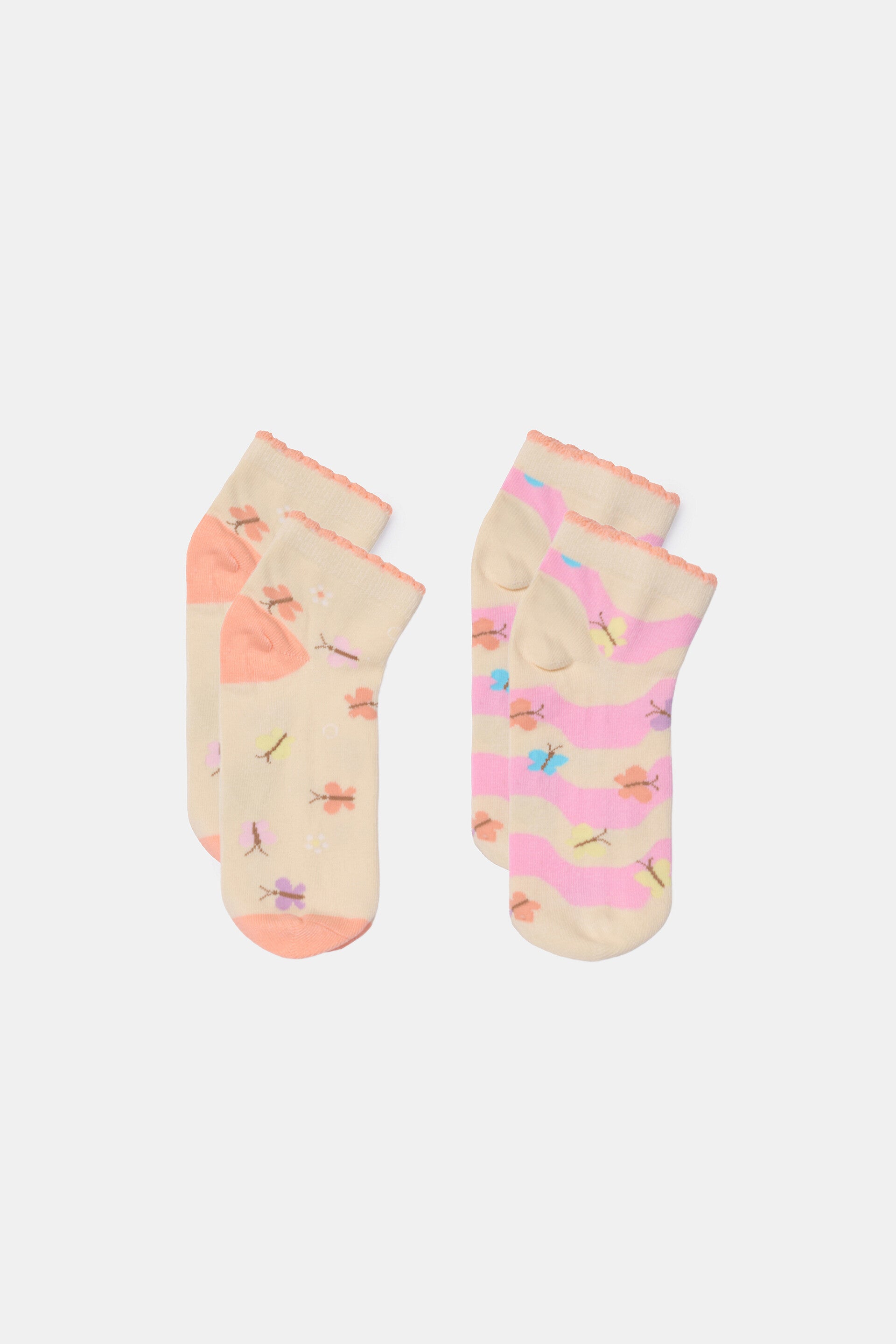 261-10-SOA-I/040 Twee paar korte sokken van fijn katoen