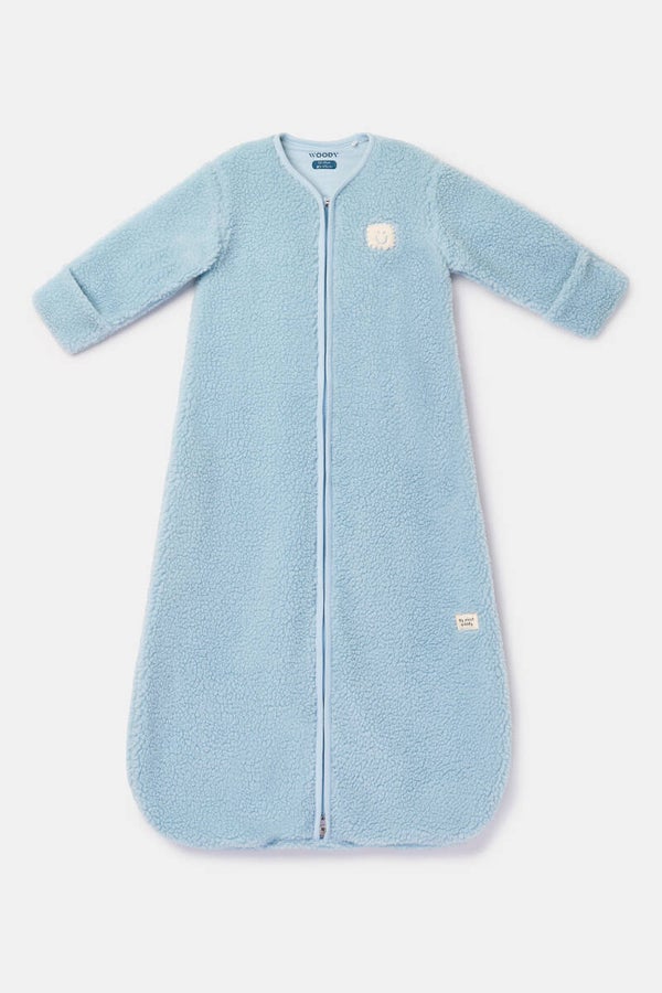262-10-BLZ-M/810 Slaapzak licht blauw van zachte teddystof