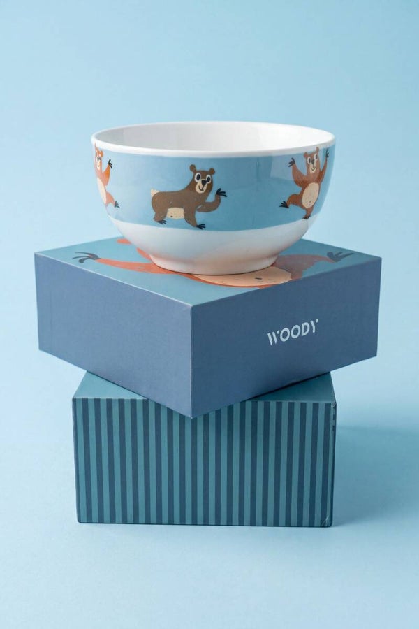 262-10-BOW-E/010 Ontbijtkom met beerprint van keramiek