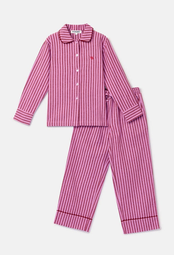 262-10-WPN-W/934 Roos gestreepte pyjama van geweven katoen