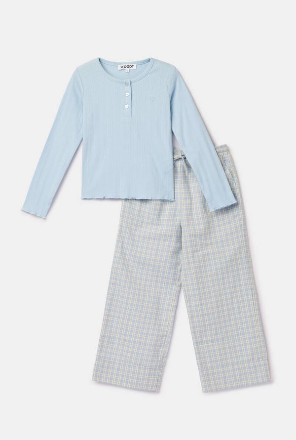 262-10-WPO-W/810 Blauwe pyjama van geweven katoen