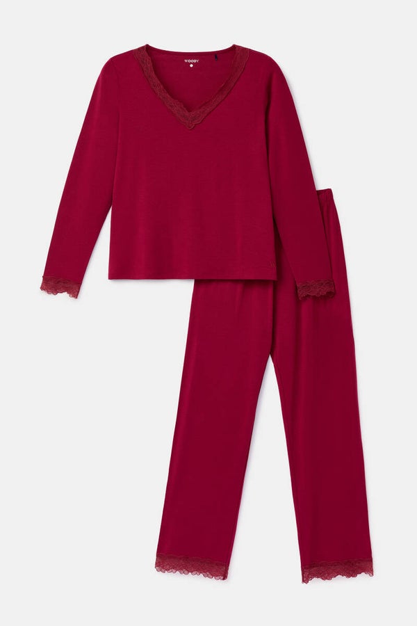 262-10-LPD-Y/471 Dames pyjama bordeaux
