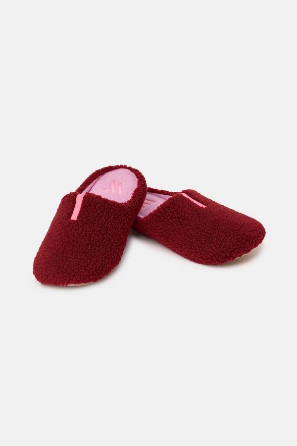 262-15-TSA-M/471 Bordeaux pantoffels van zachte teddystof