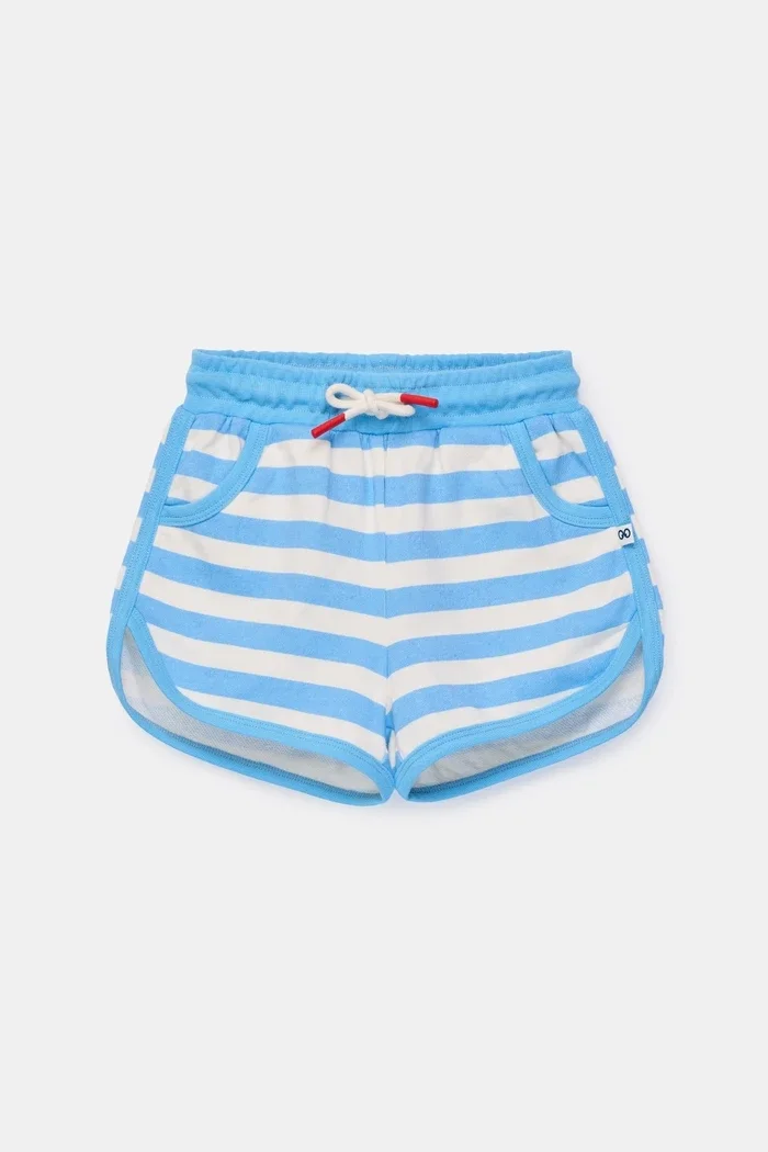 261-10-UJF-K/924 Meisjes short blauw-ecru streep aardbei