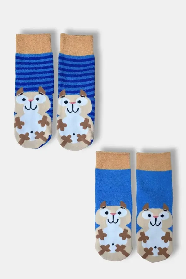 252-10-SOK-H/010 2 paar sokken in fijn breiwerk met katten