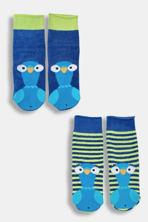 252-10-SOK-H/020 2 paar sokken in fijn breiwerk met duif