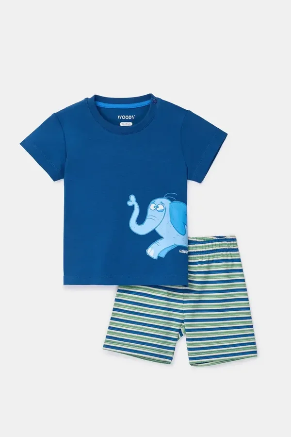 261--10-PSU-Z/887 Blauwe jongens pyjama van soepel katoen olifant