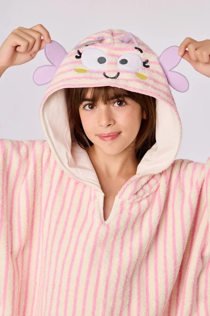 261-10-BCA-B/920 Poncho towel roze streep