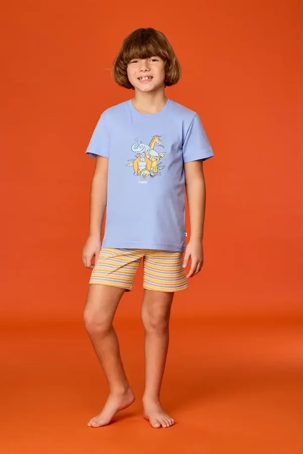 261-10-PSS-S/840 Kleurrijke jongens pyjama van soepel katoen