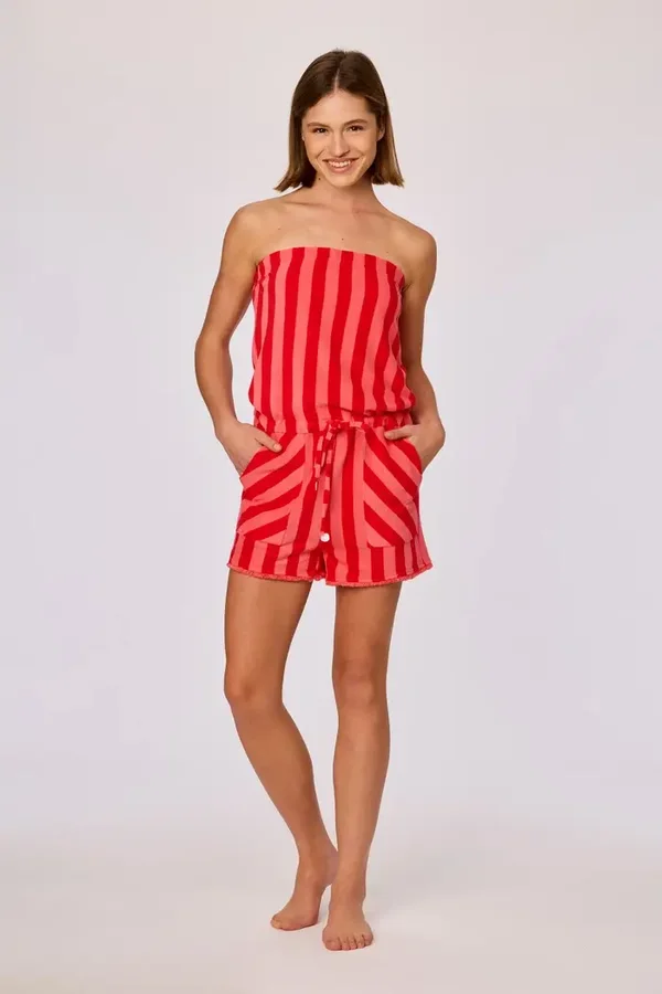 261-10-TOB-T/983 playsuit streep rood roze
