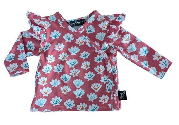 Overslagshirt in roze./rode print