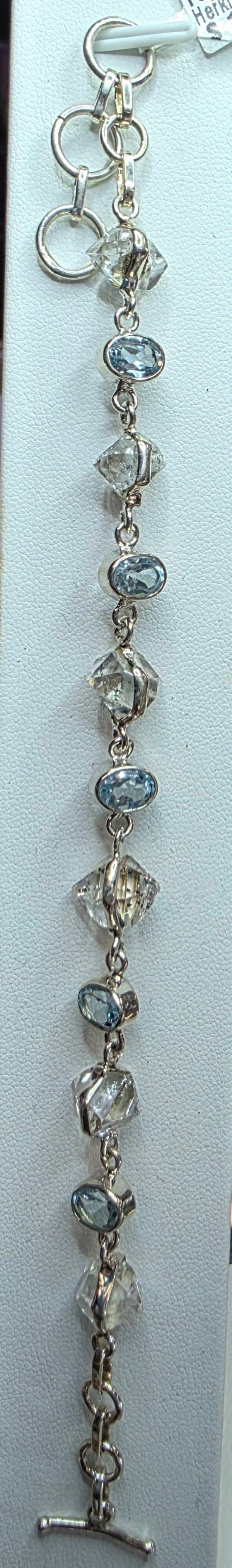 Blue Topaz and Herkimer Diamond in sterling silver