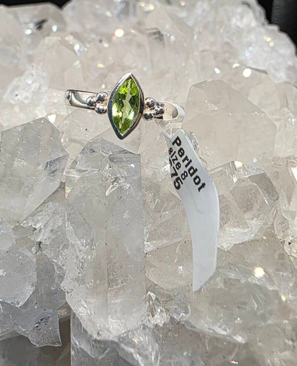 Peridot ring size 8 sterling silver