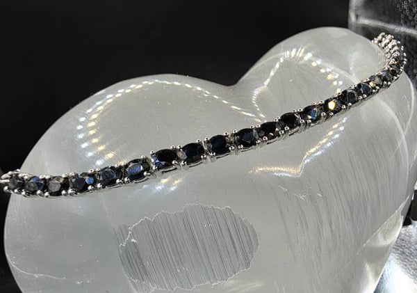 Black spinel bracelet in sterling silver