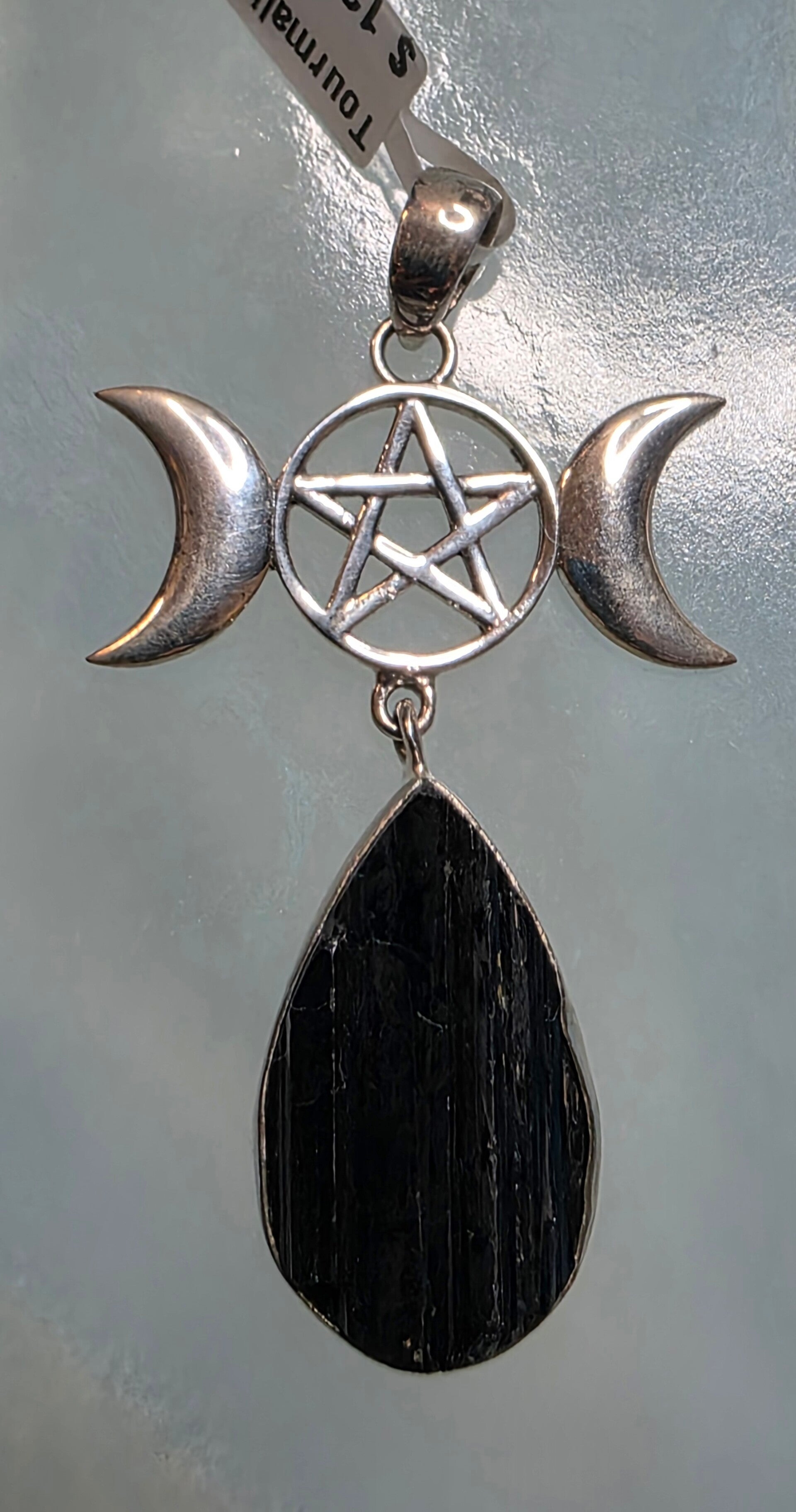Black Tourmaline pendant in sterling silver