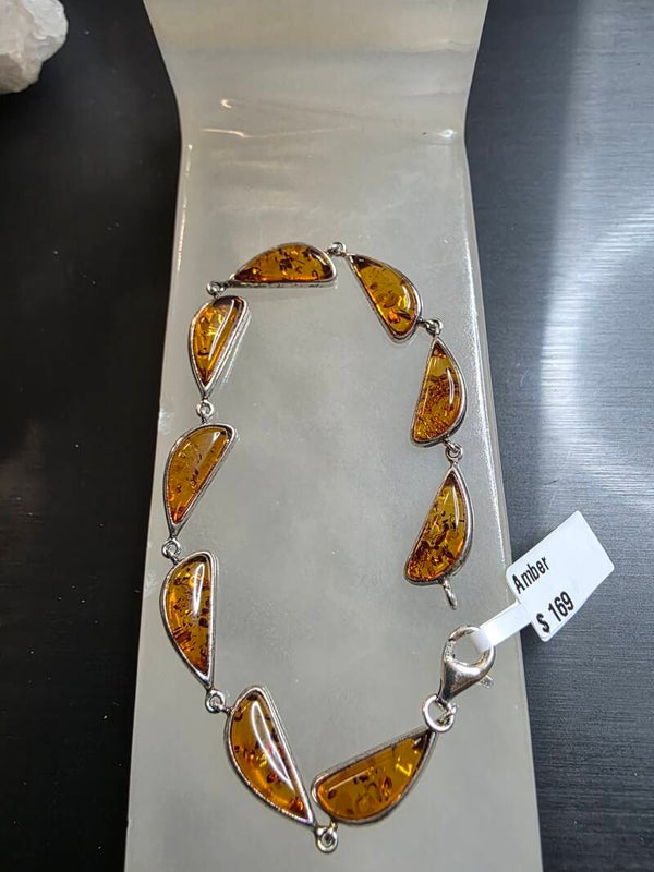 Amber bracelet in sterling silver