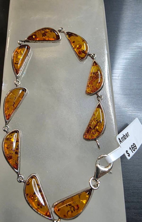 Amber bracelet in sterling silver
