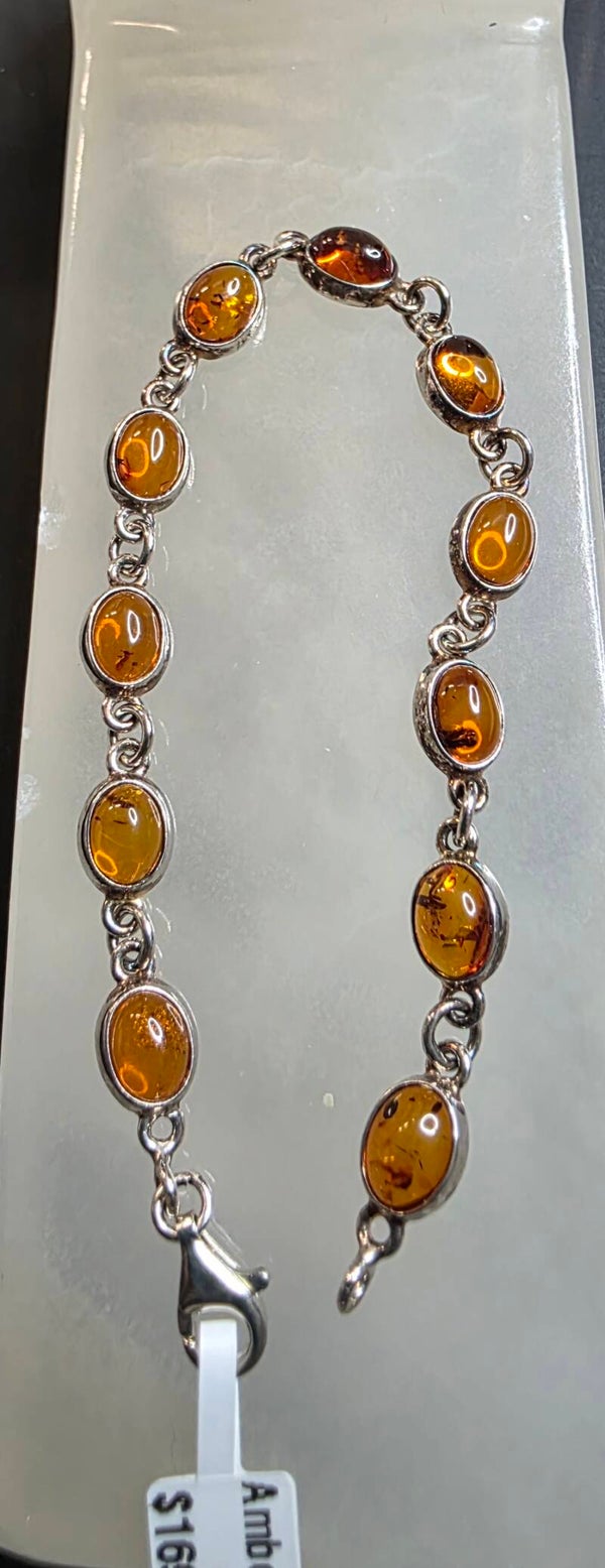 Amber bracelet in sterling silver