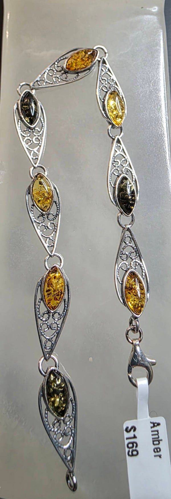 Amber bracelet in sterling silver