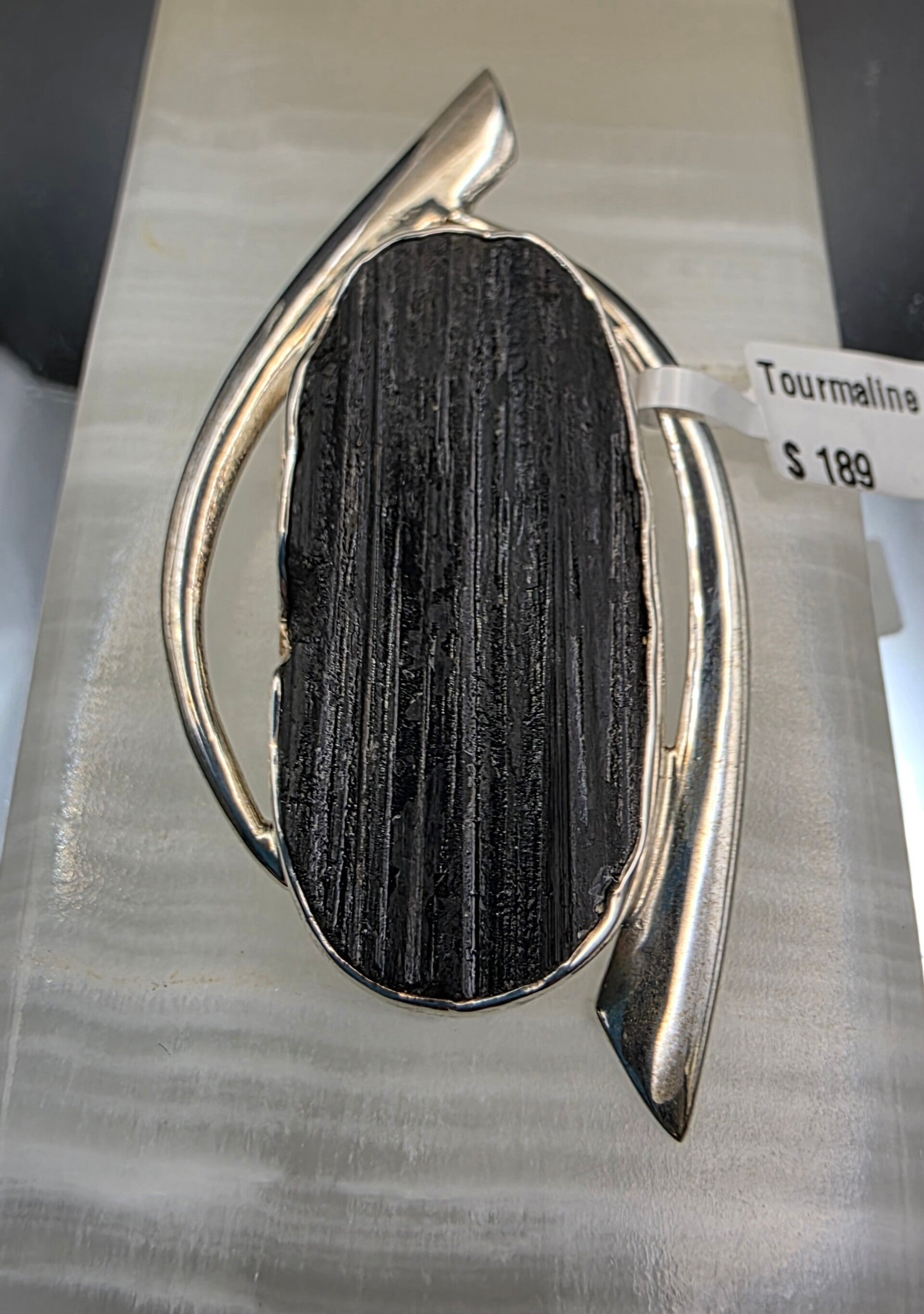 Black Tourmaline pendant in sterling siver
