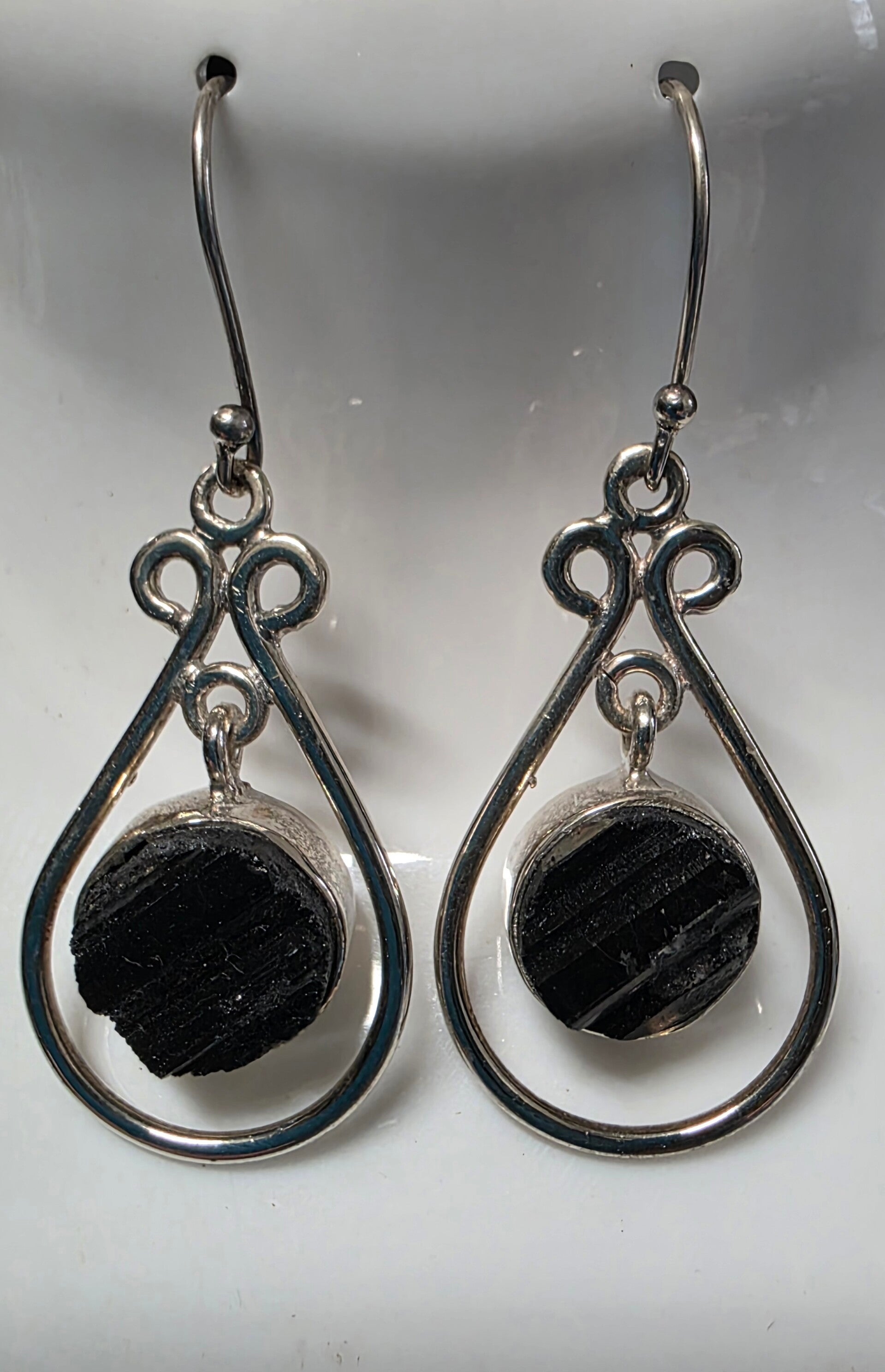 Black tourmaline sterling silver earings