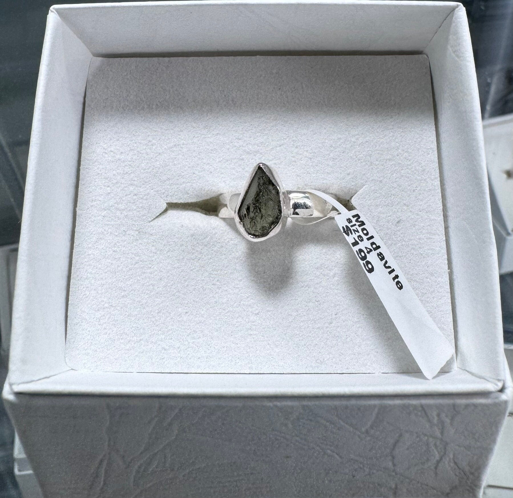Moldavite Size 4 Sterling Silver Ring