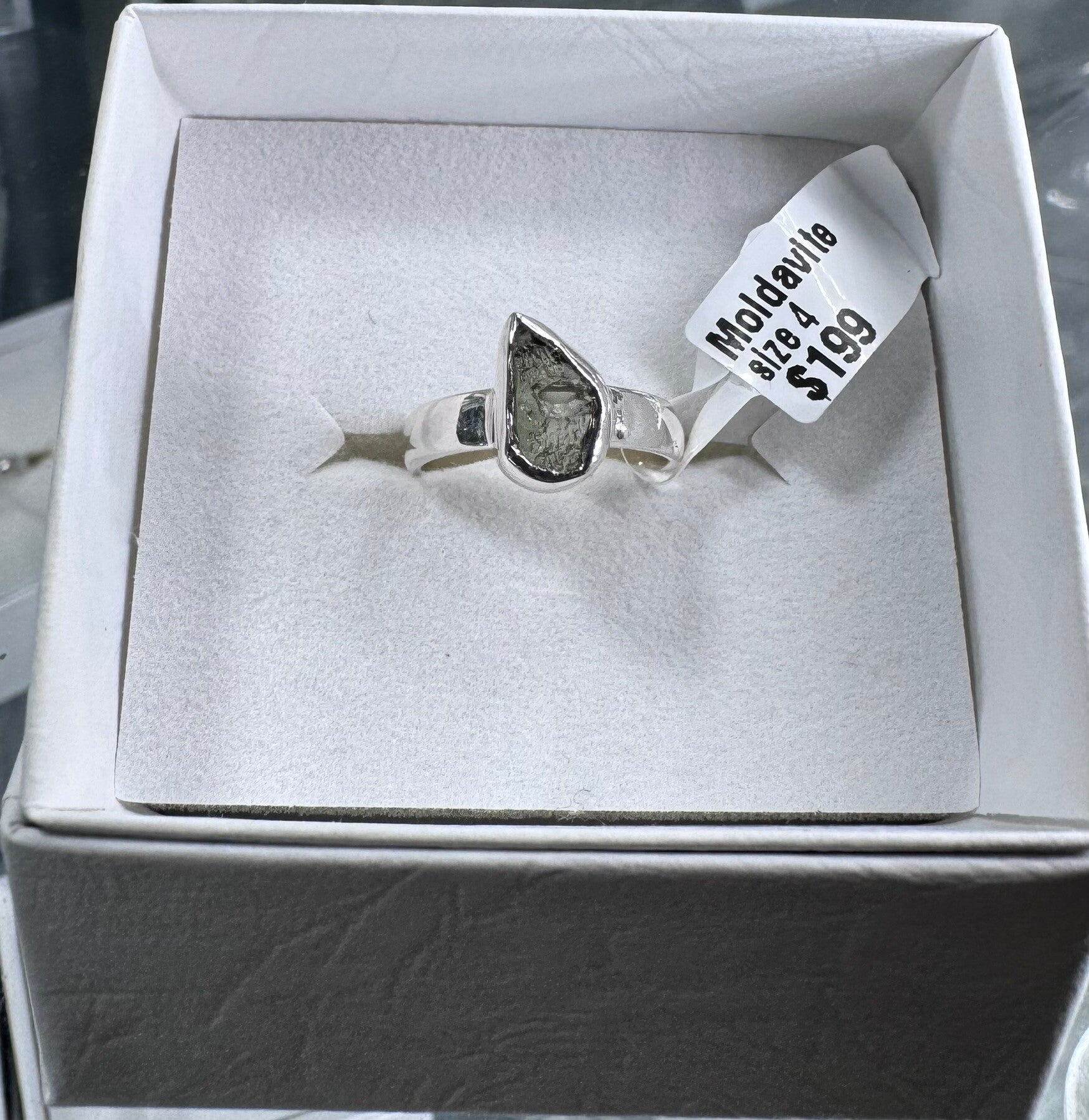 Moldavite Size 4 Sterling Silver Ring