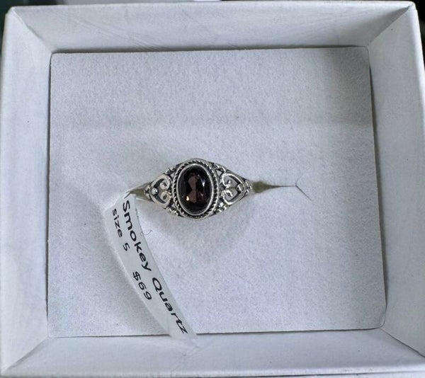 Smokey Quartz Size 5 Sterling Silver Ring