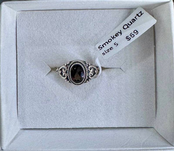 Smokey Quartz Size 5 Sterling Silver Ring