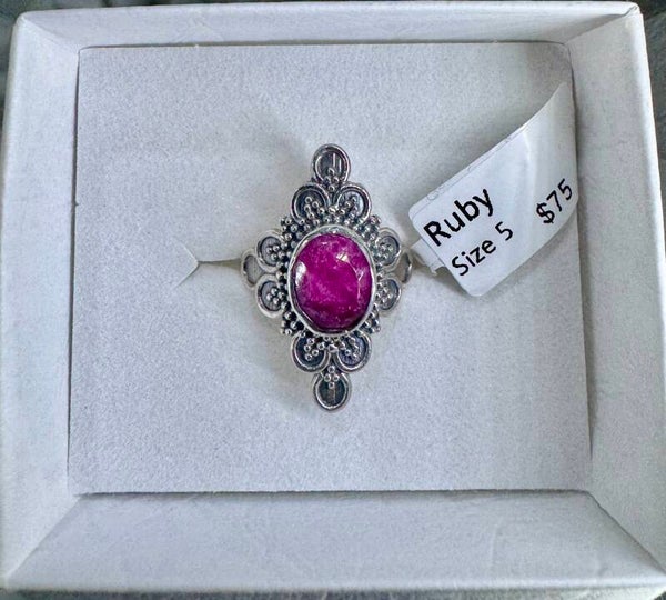 Ruby Size 5 Sterling Silver Ring