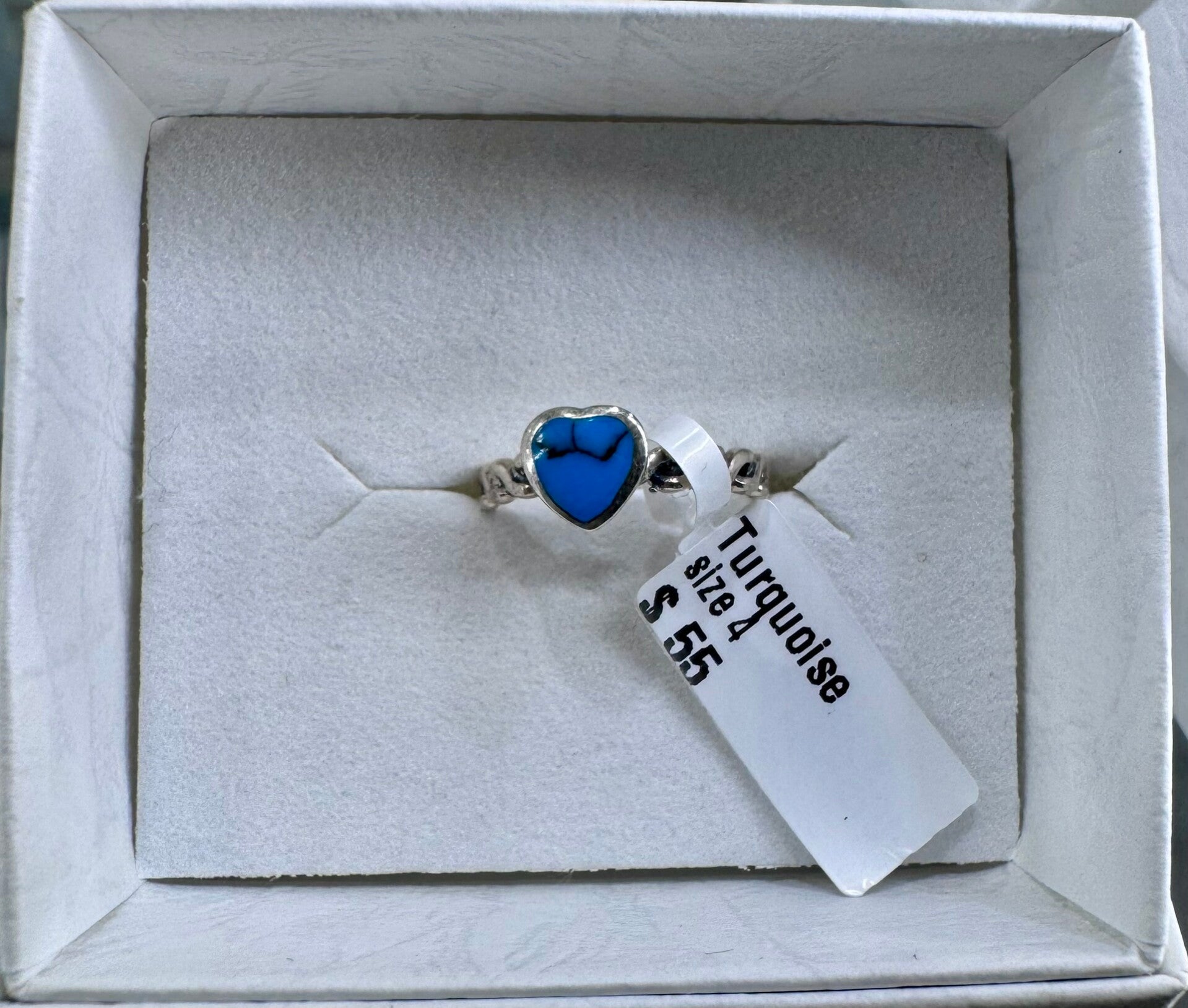 Turquoise Love Heart Size 4 Sterling Silver Ring