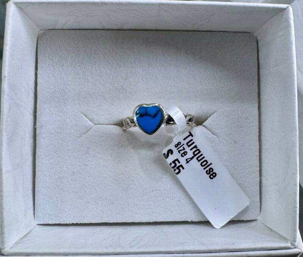 Turquoise Love Heart Size 4 Sterling Silver Ring