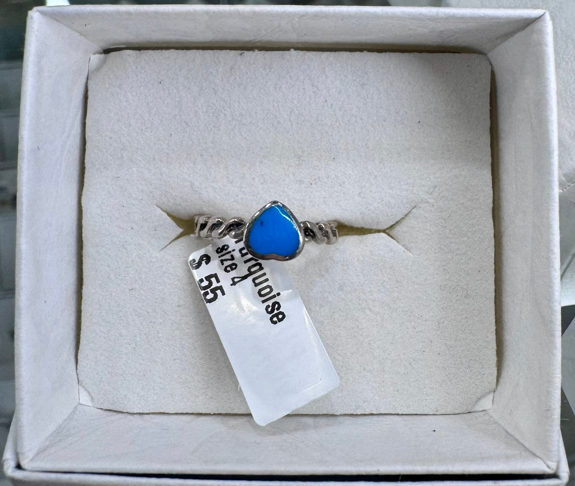 Turquoise Love Heart Size 4 Sterling Silver Ring