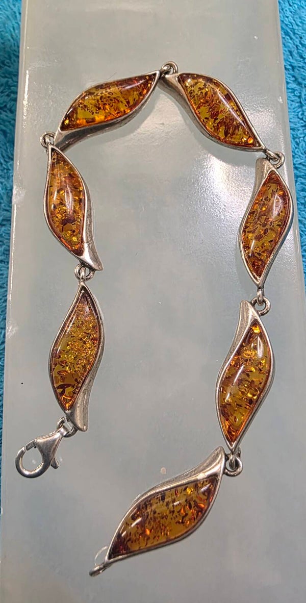 Amber bracelet in sterling silver