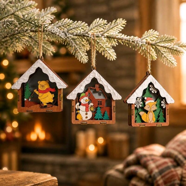 Minis maisons décorations de sapin