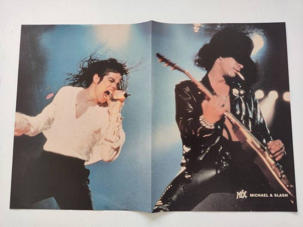 POSTER: MICHAEL JACKSON & SLASH (GUNS N' ROSES) from magazine Denmark.