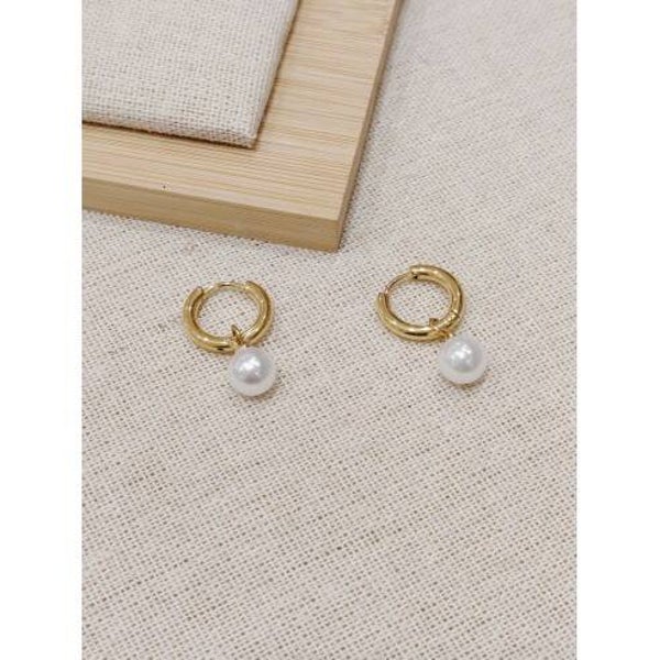 Boucle D'oreille Créole Perle