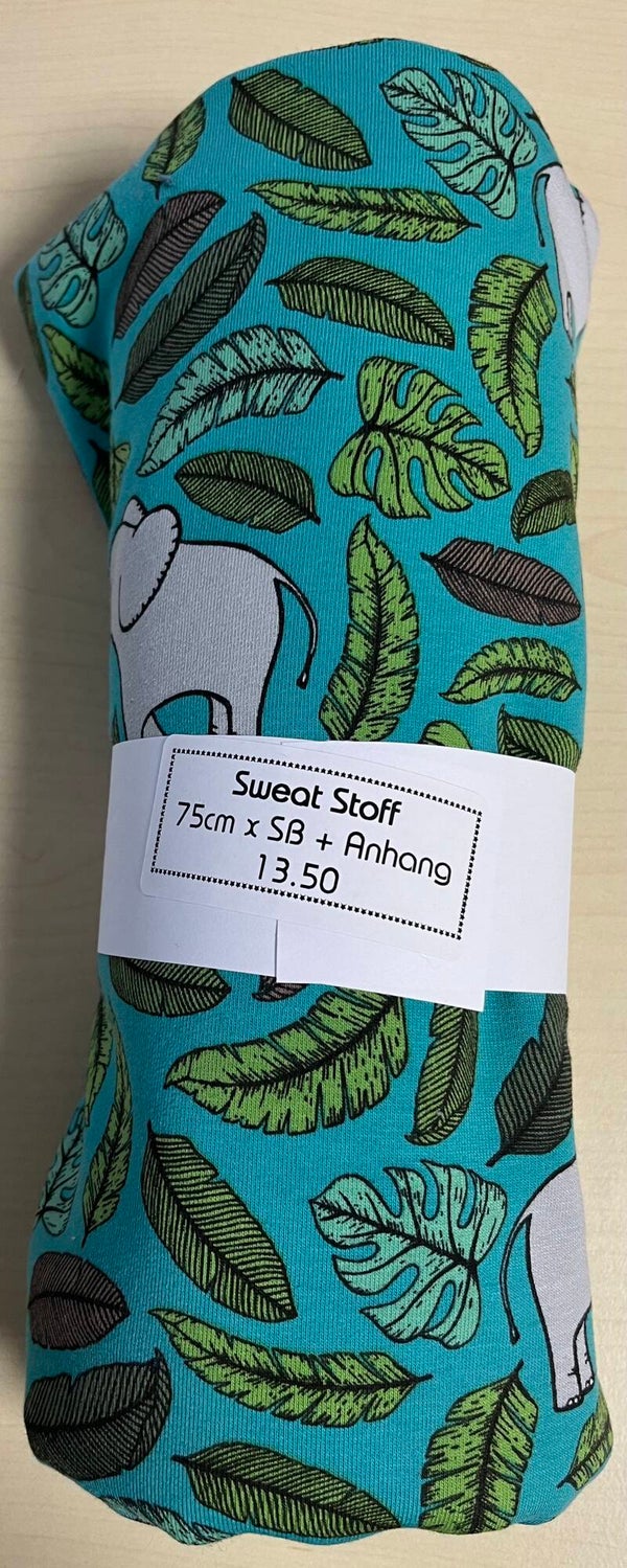 Reststück Jersey Elefant/Blätter 75cm x SB