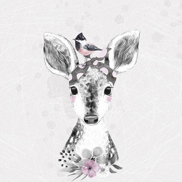 Sweat Panel 40x50cm Reh mit Blumen