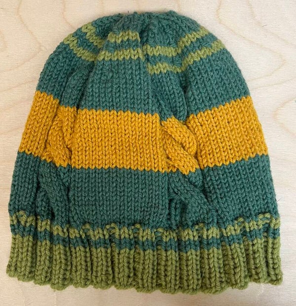 Beanie Grün/Gelb 38-40cm