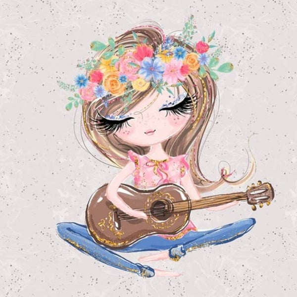 Sweat Panel 40×50 cm Frühlingsmädchen mit Gitarre
