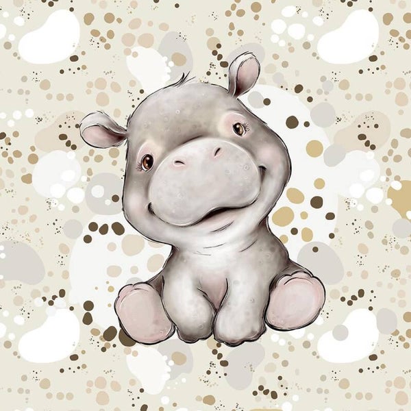 Sweat Panel 40×50 cm afrikanische Baby Tiere  Nilpferd