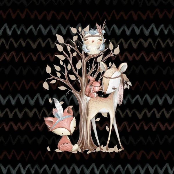 Sweat Panel 40×50 cm Forest Friends Black