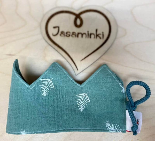 Geburtstags Krone Musselin Grün Feder