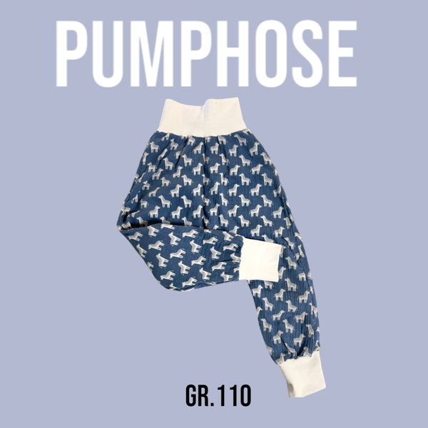 Pumphose Musselin Blau Zebra Gr.116