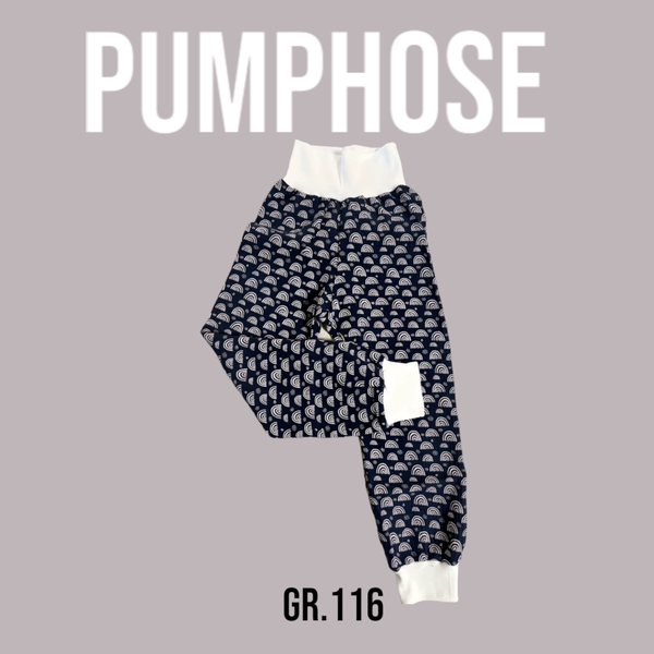 Pumphose Musselin Blau Regenbogen Gr.116