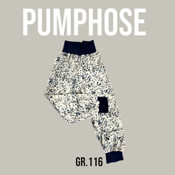 Pumphose Musselin Flecken Muster Blau Gr.116