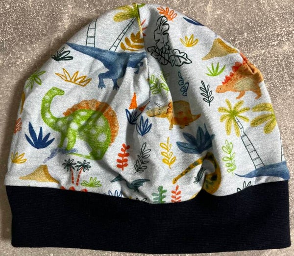 Beanie mit Bündchen Dino Dunkelblau 50-52cm